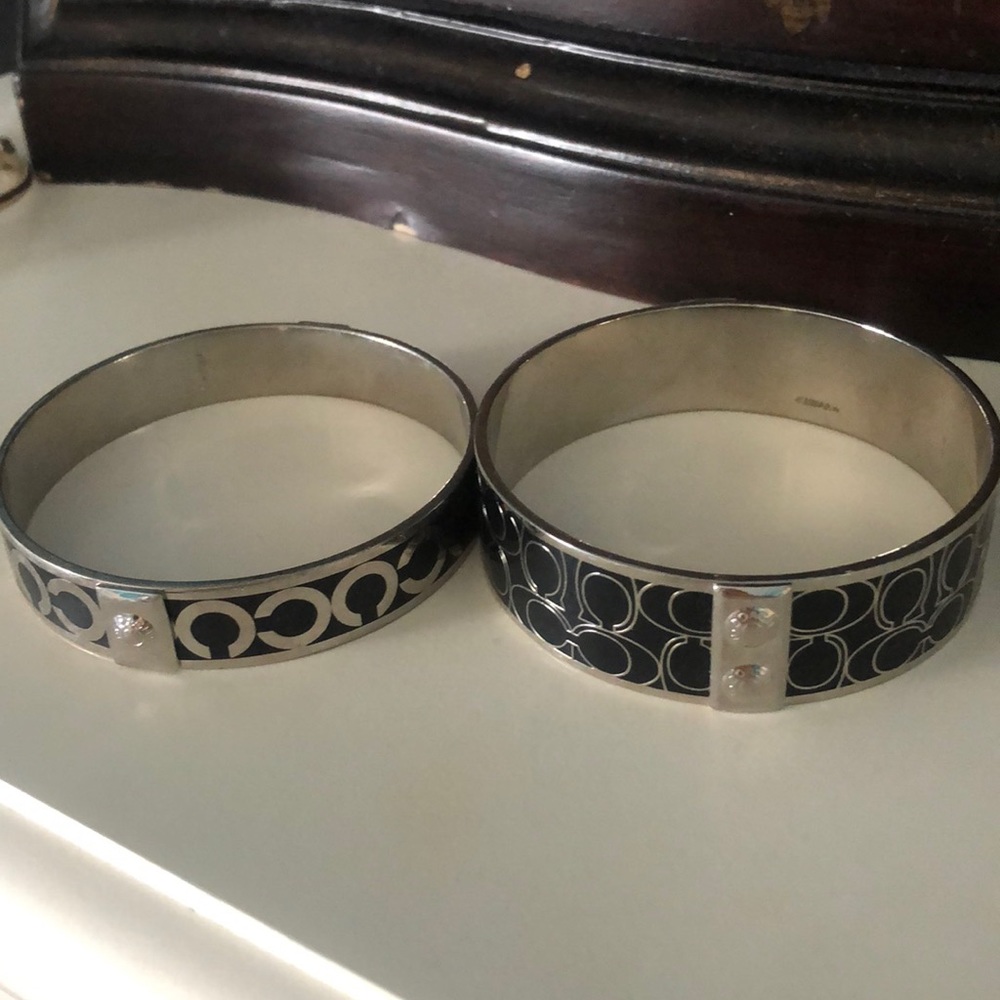 2 Coach matching silver and black Bangle set